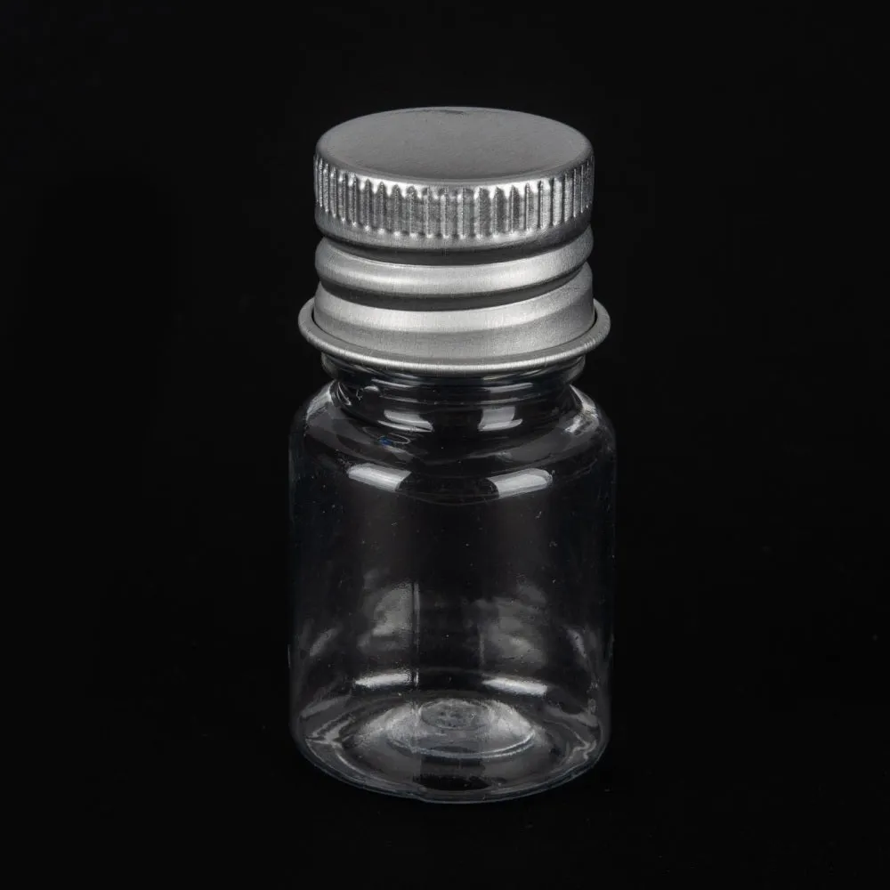 10 pcs PET Plastic Mini Storage Bottle, Travel Bottle, for Cosmetics, Cream, Lotion, liquid, with Aluminum Screw Top Lid , Platinum, 2.2x4.3cm, Capacity: 5ml(0.17fl. oz)