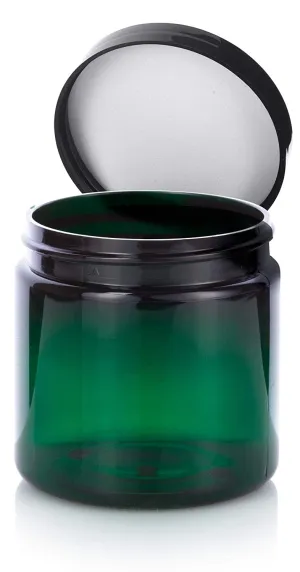 4 oz Green Plastic Straight Sided  Jar with Black Foam Lined Lid (12 Pack)