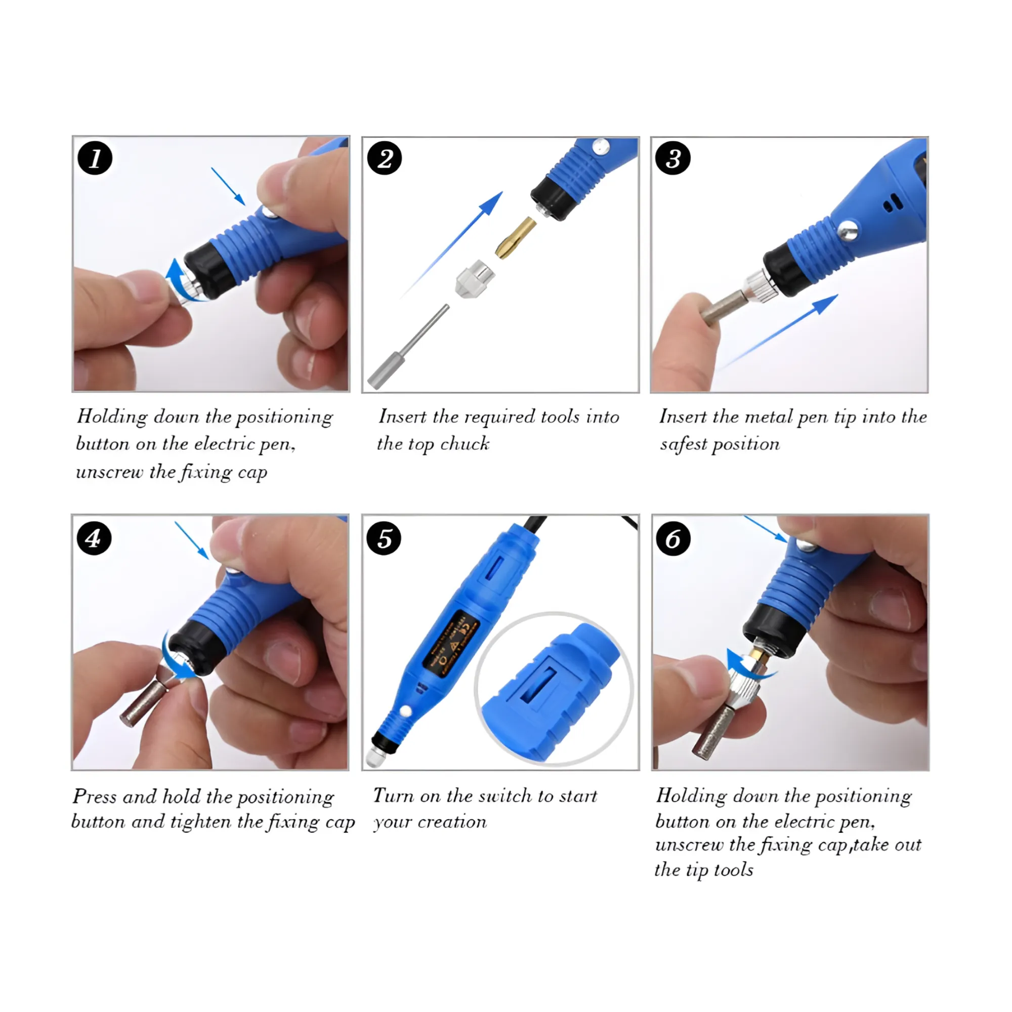 5-9V Powerful Rechargeable Multi-Functional Rotary Detail Carver F9-8-10 BLUE