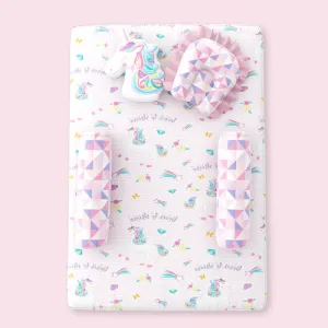5 Piece Organic New Born Bed Set - Unicorn