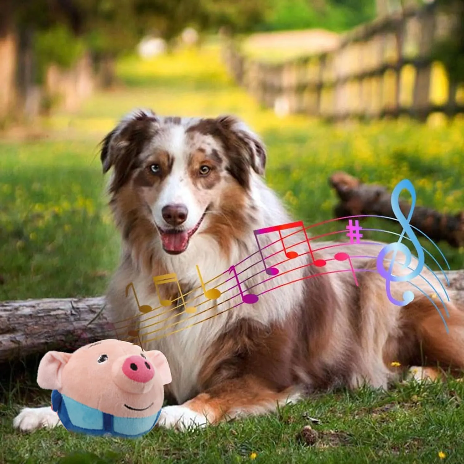 Active Moving Pet Plush Toy, Interactive Dog Toys Pet Bouncing Balls, USB Rechargeable Interactive Washable Cartoon Pig Plush Sound Electronic Dog Toy, Small Cute Squeaky Pig Dog Toy (Blue)