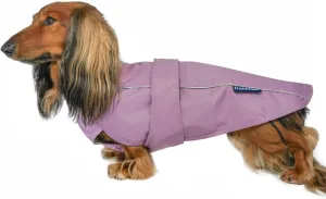 DJANGO City Slicker Waterproof Dog Raincoat and Lightweight Jacket for Long Dogs - Full Coverage Puppy Coat and Reflective Rain Slicker and Windbreaker - Adjustable with Harness Hole (Purple, Large)