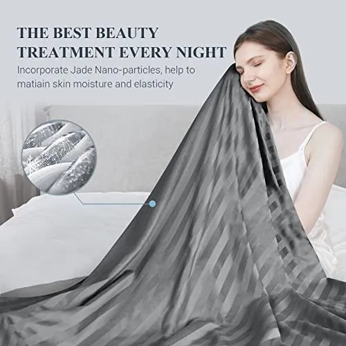 Elegear Refreshing Smooth Ice Cool Touch Shiny Striped Cooling Blanket