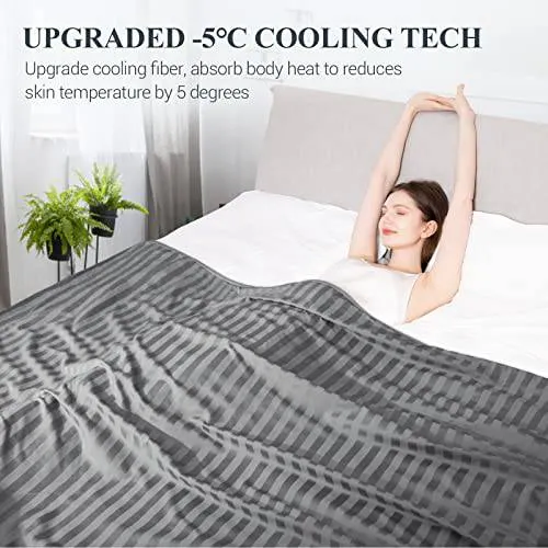 Elegear Refreshing Smooth Ice Cool Touch Shiny Striped Cooling Blanket