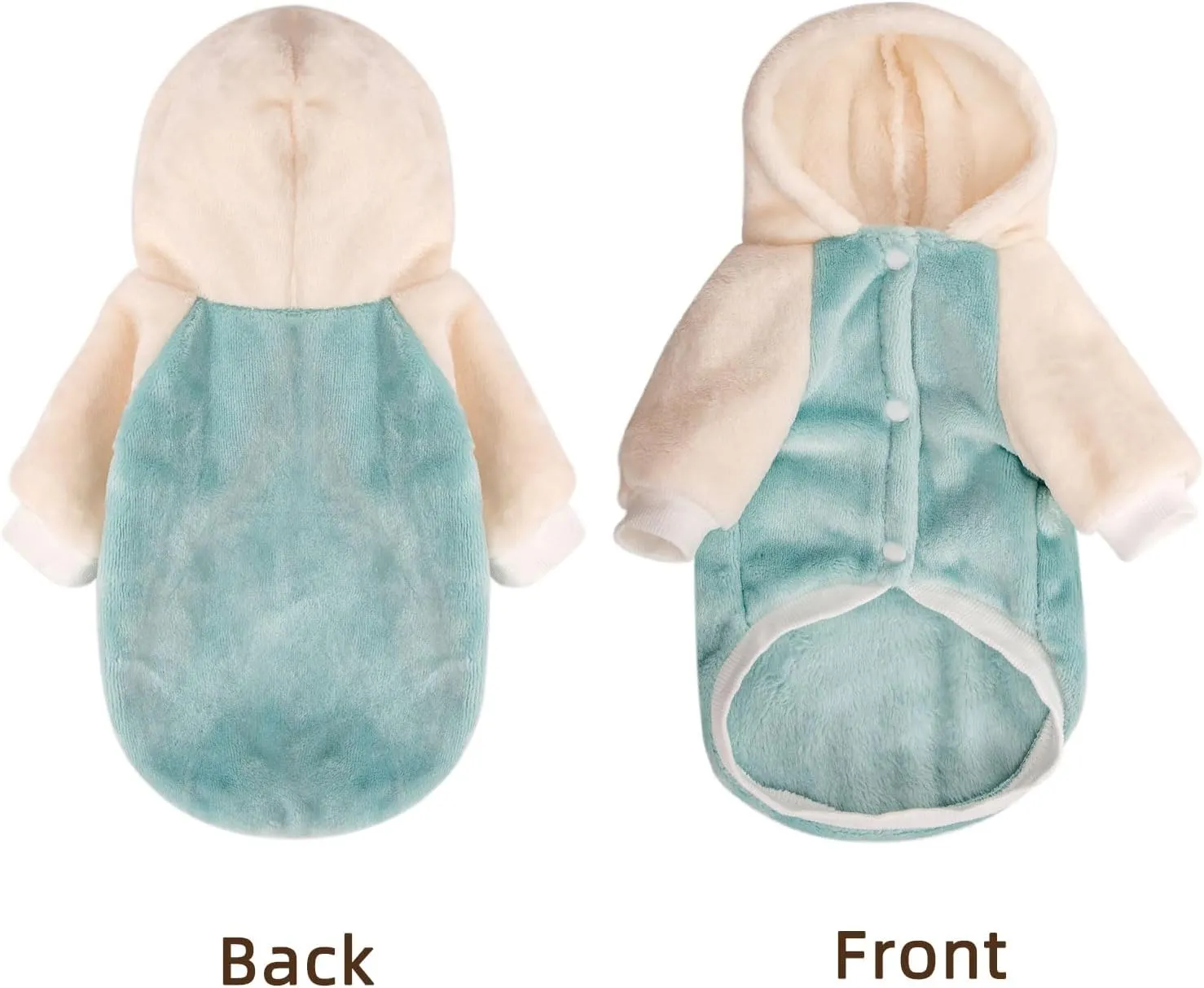 FabriCastle Dog Hoodie Sweater for Small Dogs Boy and Girl, Small Dog Clothes XS XXS Puppy Sweatshirt, Pet Outfit, Cat Clothing Super Soft Warm Snap On Closure (Green-Cream, X-Small)