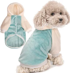 FabriCastle Dog Hoodie Sweater for Small Dogs Boy and Girl, Small Dog Clothes XS XXS Puppy Sweatshirt, Pet Outfit, Cat Clothing Super Soft Warm Snap On Closure (Green-Cream, X-Small)