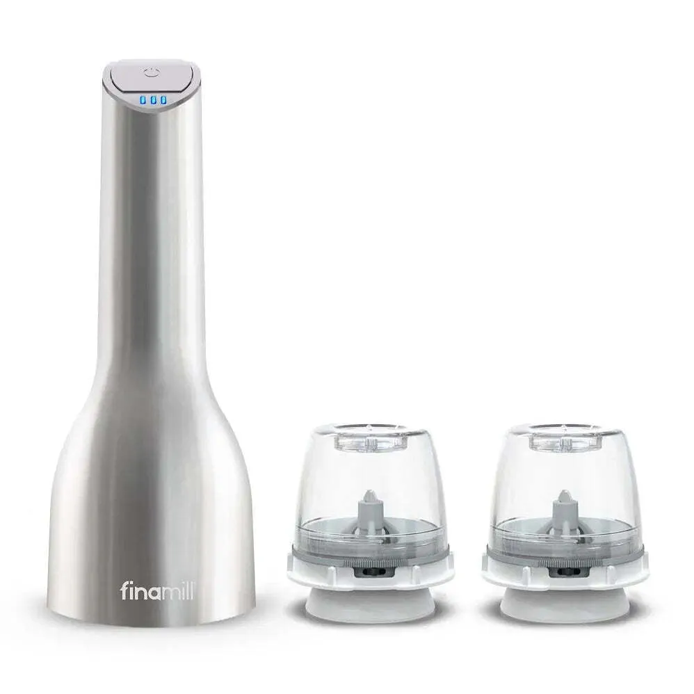Finamill  Rechargeable USB Spice Grinder W/ 2 Pods - Stainless Steel