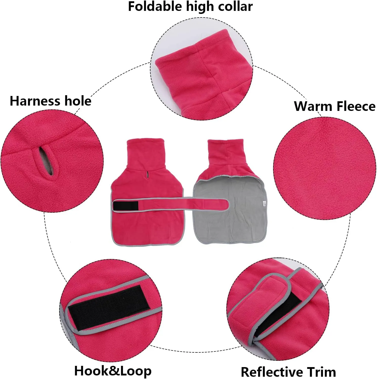 Geyecete Dachshund Sweaters, Perfect Dachshund Winter Coat with Padded Fleece Lining and High Collar, Dogs Snowsuit with Adjustable Bands - Pink - L