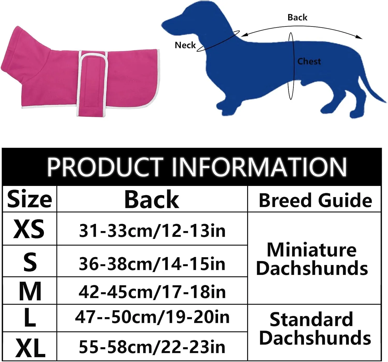 Geyecete Dachshund Sweaters, Perfect Dachshund Winter Coat with Padded Fleece Lining and High Collar, Dogs Snowsuit with Adjustable Bands - Pink - L