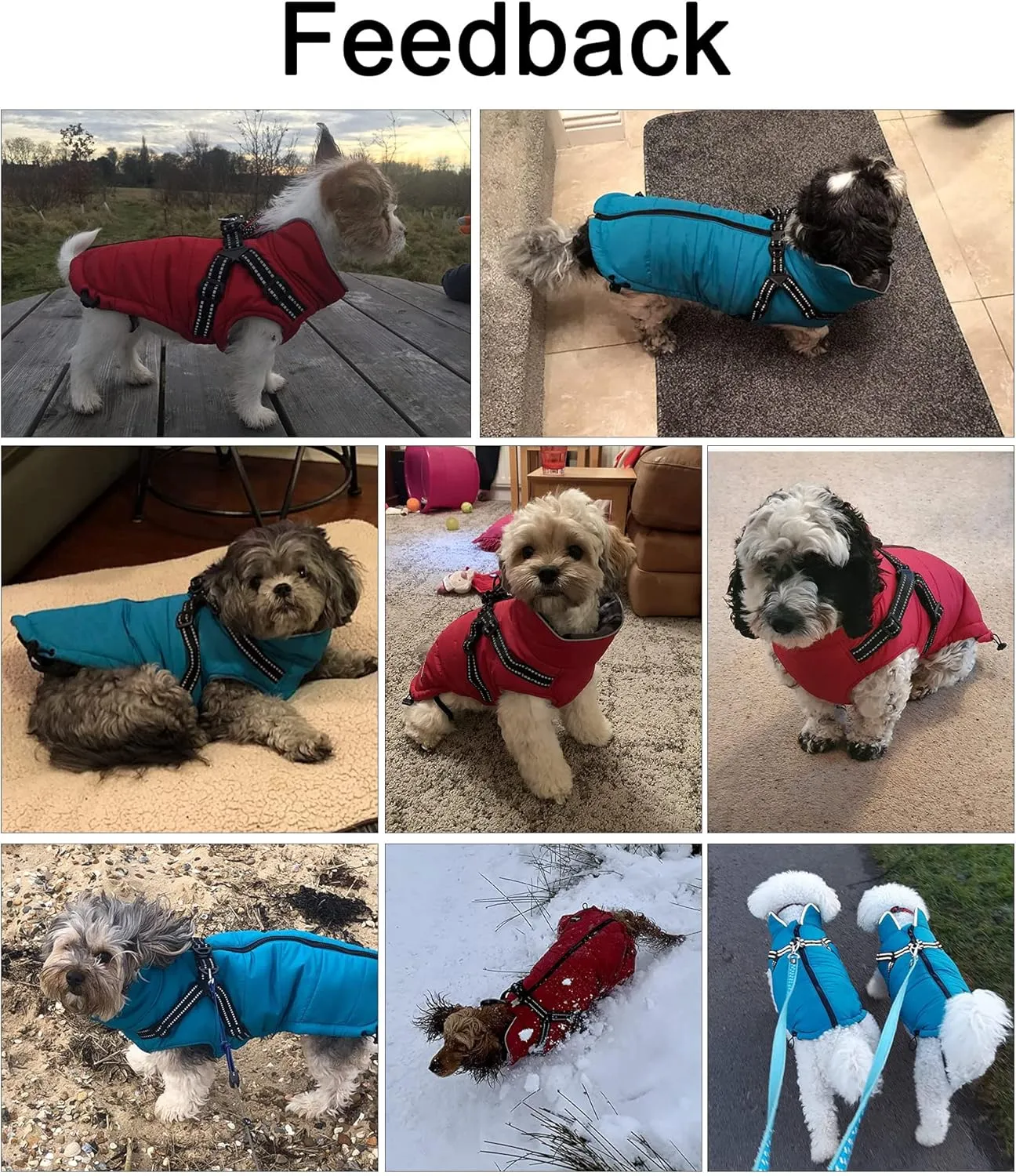 Geyecete Winter Warm Coat Waterproof Dog Jacket with Harness Traction Belt, Pet Outdoor Jacket - Black - L