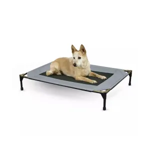Gray Blue Dog Cot with Waterproof Fabric - Large