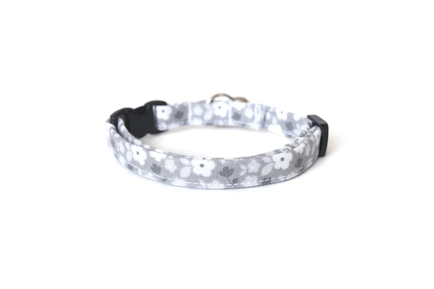 Gray Floral Cat Collar
