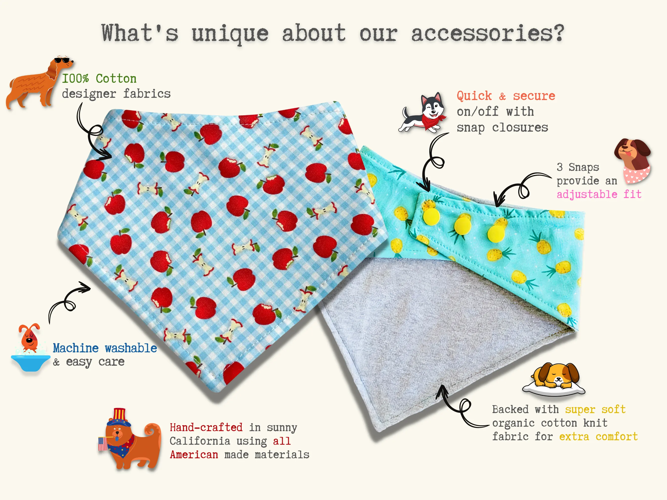 Humphrey - Eco-Friendly Snap on Bandana - Made in the USA