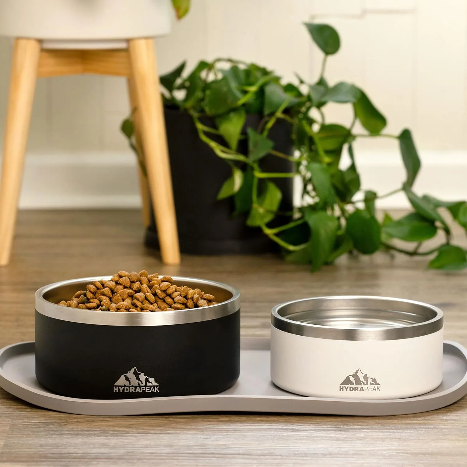 Hydrapeak Dog Bowl; Non Slip Stainless Steel; Water and Food Dish; Large Sized and Small Dogs; 32oz 64oz; Multiple Sizes | 8 Cup | Graphite