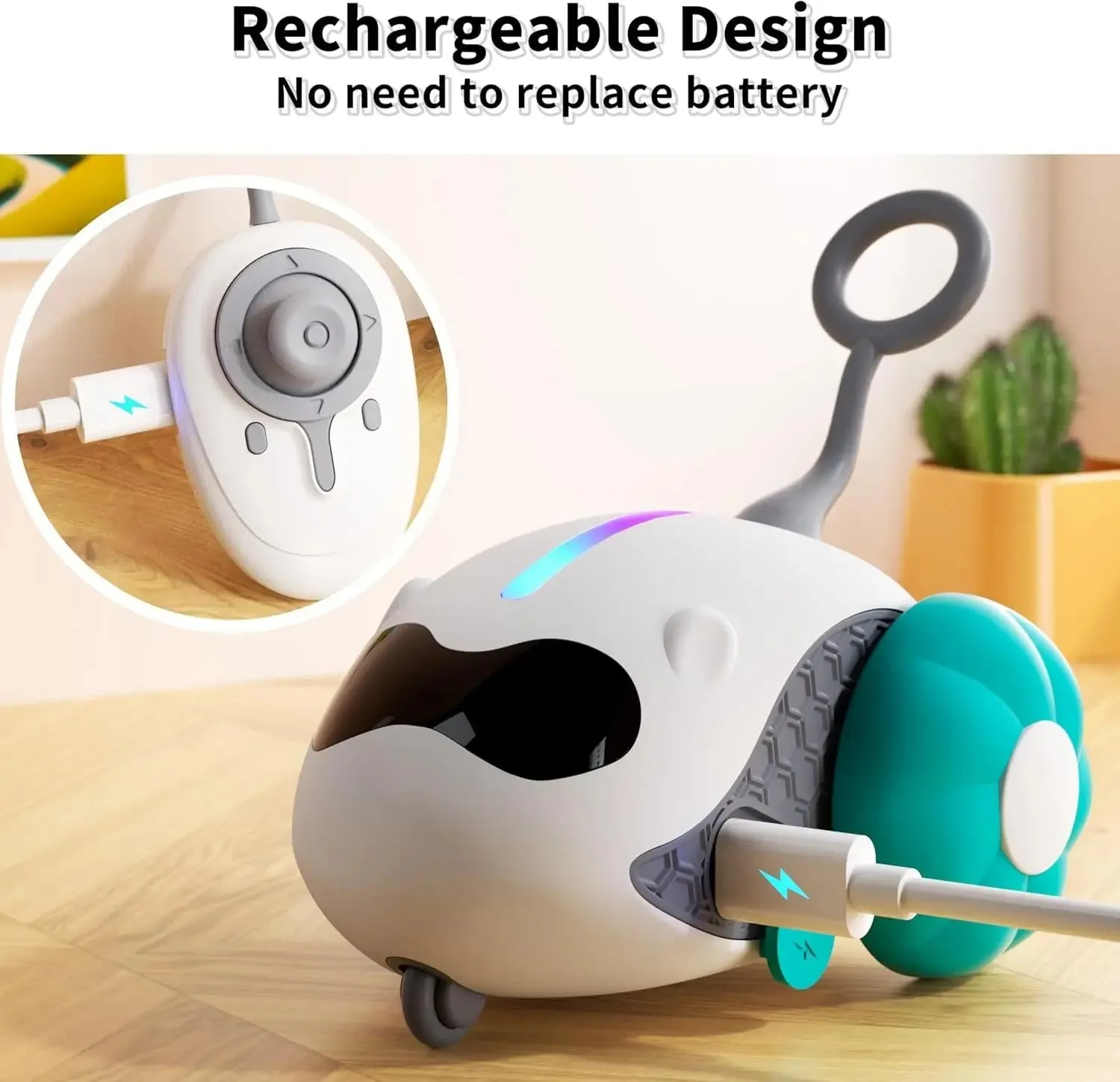 Interactive Cat Toys for Indoor Cats – Rechargeable Joystick Smart Moving Fun