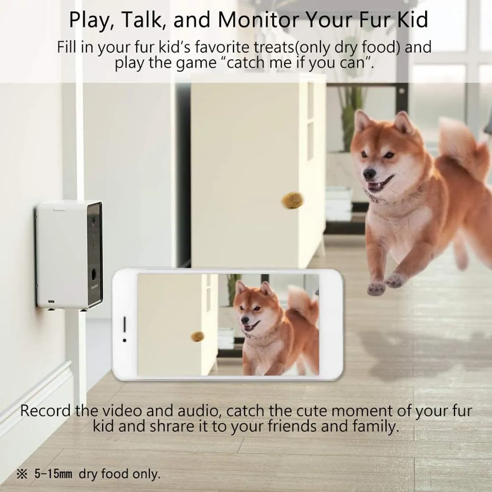 Iseebiz Dog Camera Treat Dispenser Automatic Pet Feeder WiFi Remote Pet Camera with Two-Way Audio and Night Vision Compatible