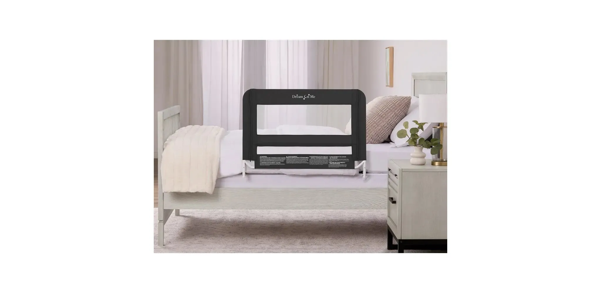 Lightweight Mesh Security Adjustable Bed Rail - Black