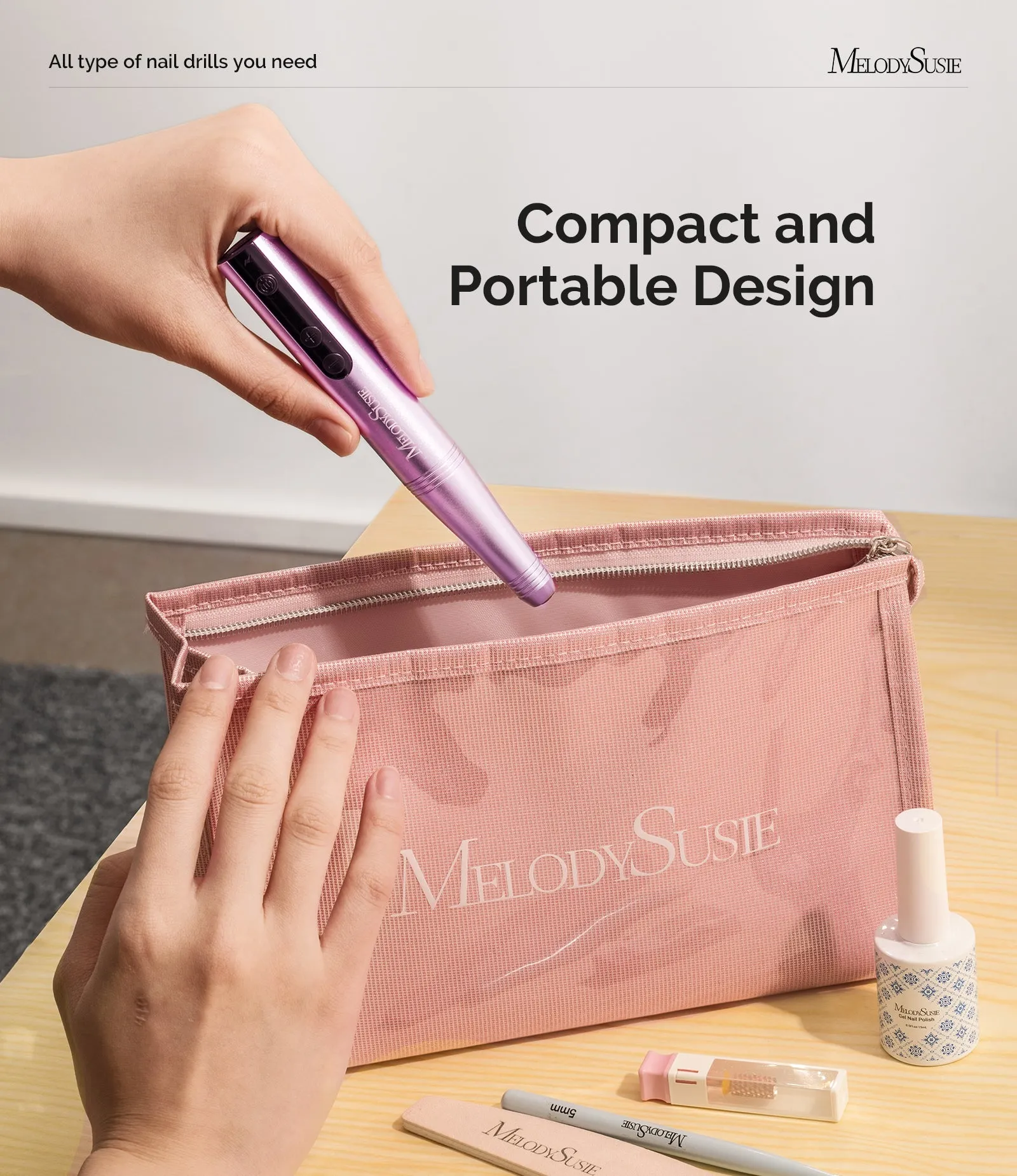 PC180F Portable Rechargeable Nail Drill 25000RPM (Advanced Kit)