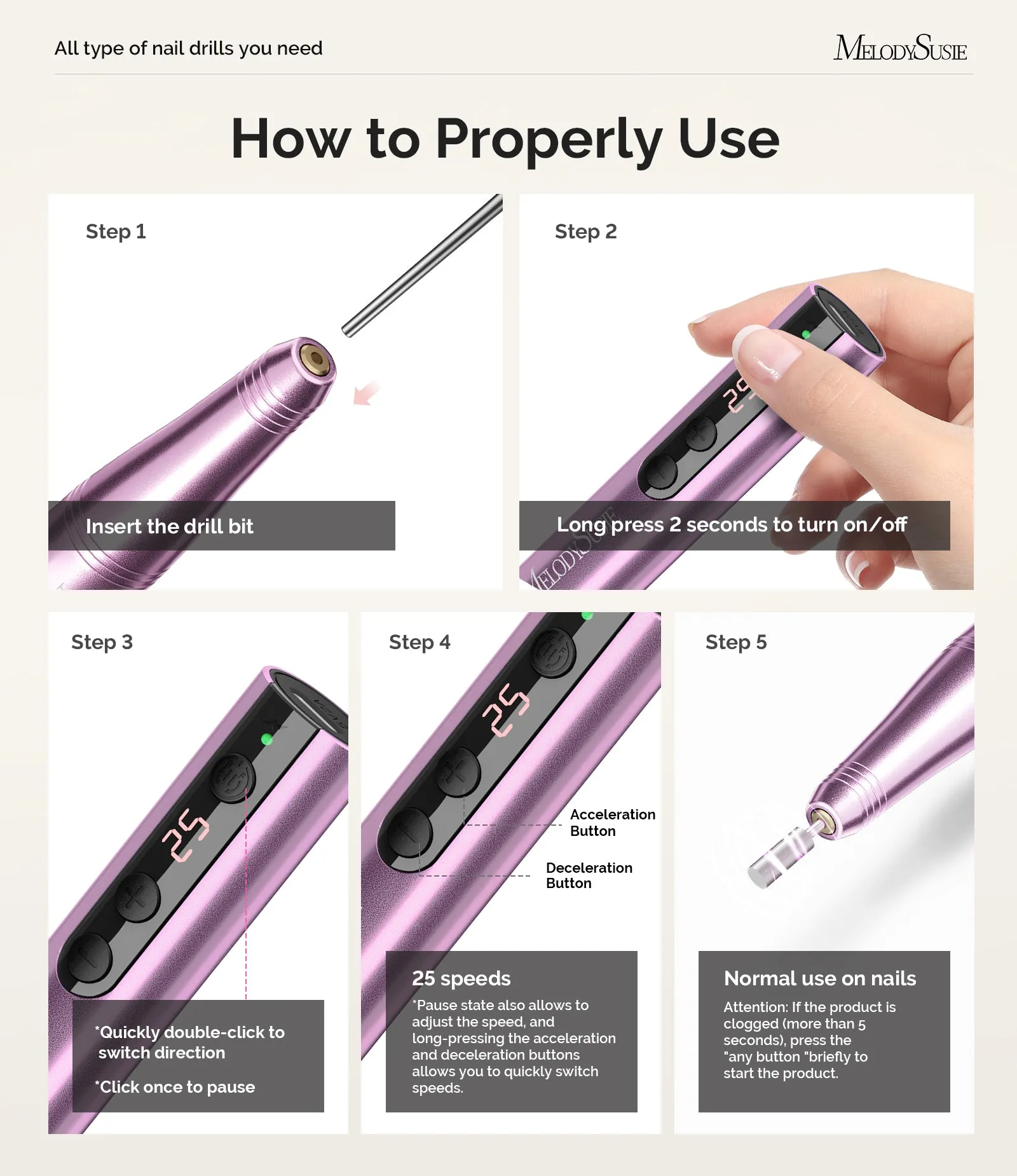 PC180F Portable Rechargeable Nail Drill 25000RPM (Advanced Kit)