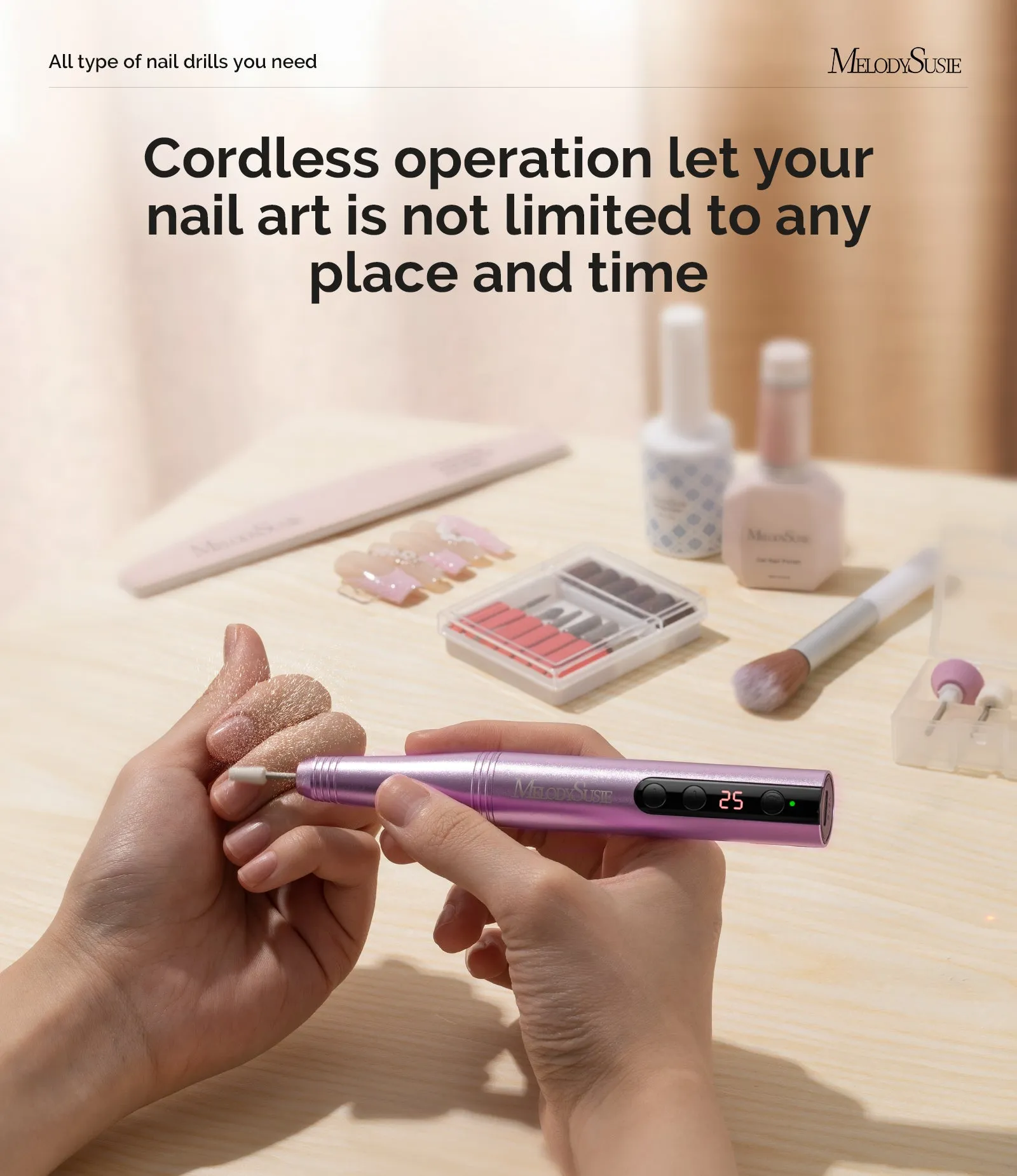 PC180F Portable Rechargeable Nail Drill 25000RPM (Advanced Kit)