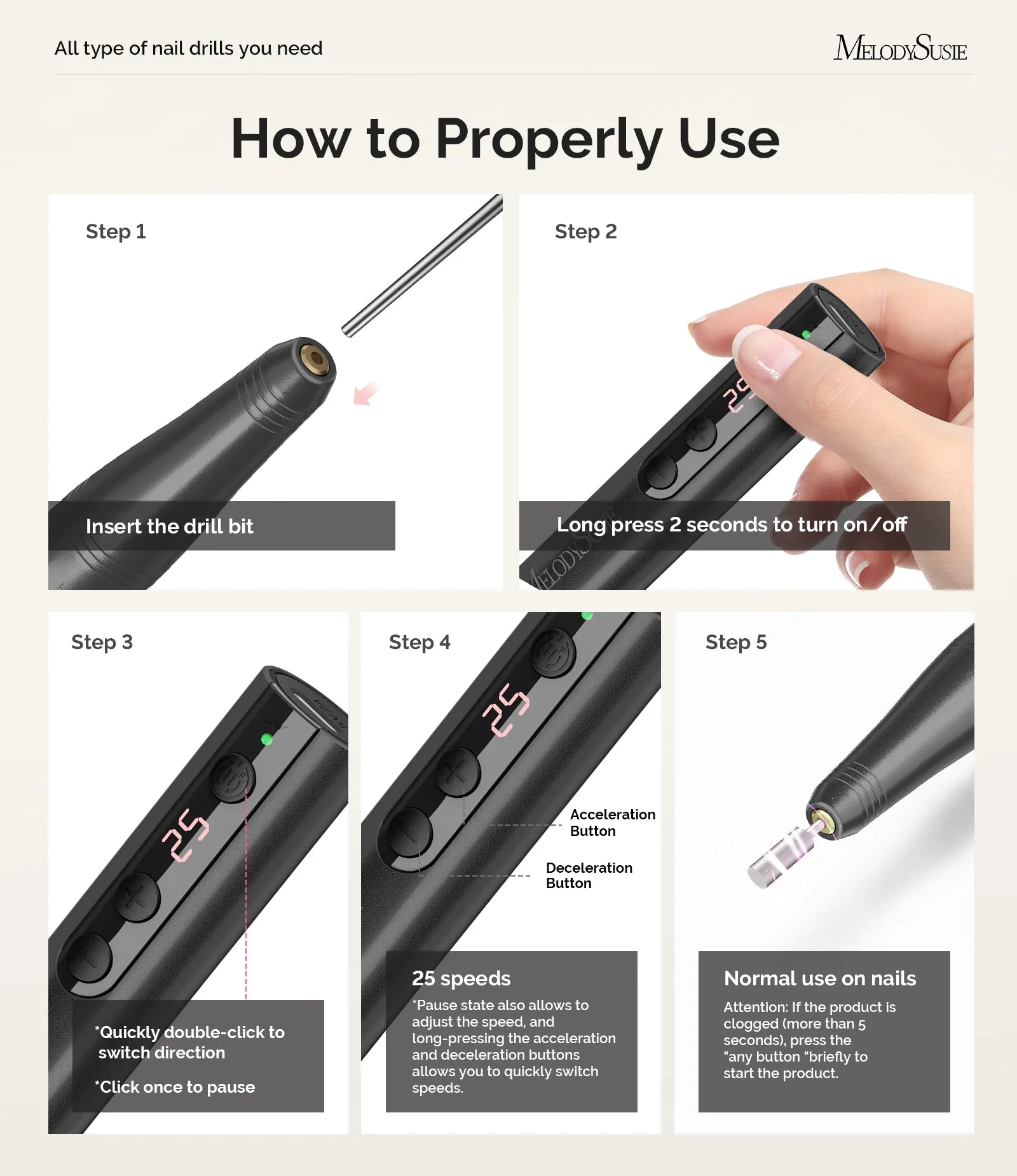 PC180F Portable Rechargeable Nail Drill 25000RPM