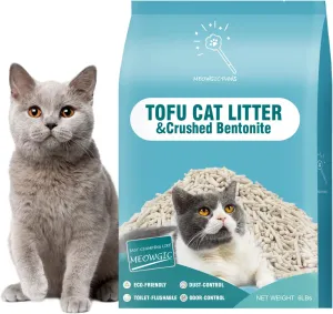 Plant-Based Cat Litter, Odor Control Quick Clumping Tofu Cat Litter, 6 lbs, Low Tracking Dust Control Lightweight Flushable Unscented Natural Kitty Litter