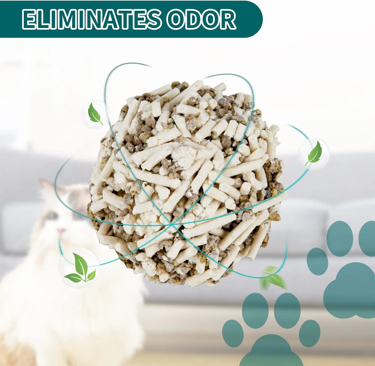 Plant-Based Cat Litter, Odor Control Quick Clumping Tofu Cat Litter, 6 lbs, Low Tracking Dust Control Lightweight Flushable Unscented Natural Kitty Litter