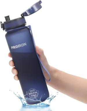 PROIRON 500ml/1l (17/32oz) Water Bottle Leak-Proof Drink Bottle BPA Free USA Tritan Material Gym Bottle with Protein Shaker, Flip Top Lid & Removable Strainer for Fitness Cycling
