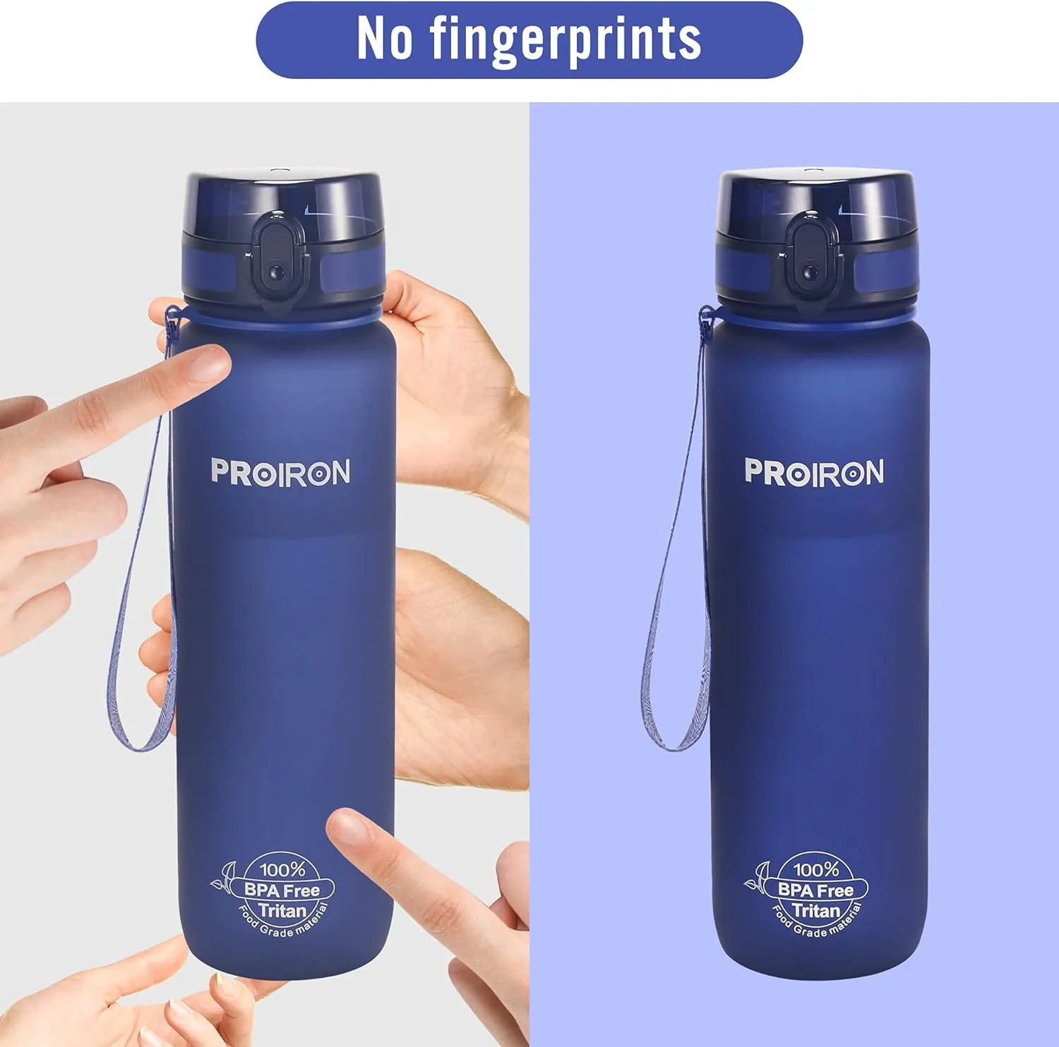 PROIRON 500ml/1l (17/32oz) Water Bottle Leak-Proof Drink Bottle BPA Free USA Tritan Material Gym Bottle with Protein Shaker, Flip Top Lid & Removable Strainer for Fitness Cycling