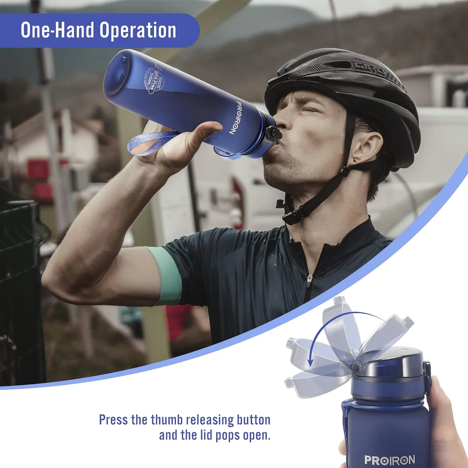 PROIRON 500ml/1l (17/32oz) Water Bottle Leak-Proof Drink Bottle BPA Free USA Tritan Material Gym Bottle with Protein Shaker, Flip Top Lid & Removable Strainer for Fitness Cycling