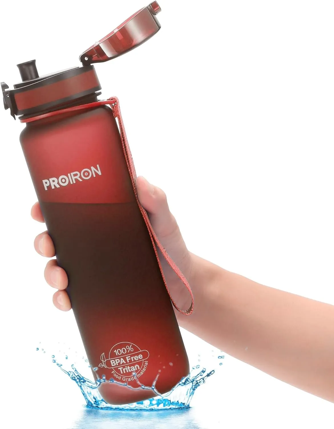 PROIRON 500ml/1l (17/32oz) Water Bottle Leak-Proof Drink Bottle BPA Free USA Tritan Material Gym Bottle with Protein Shaker, Flip Top Lid & Removable Strainer for Fitness Cycling
