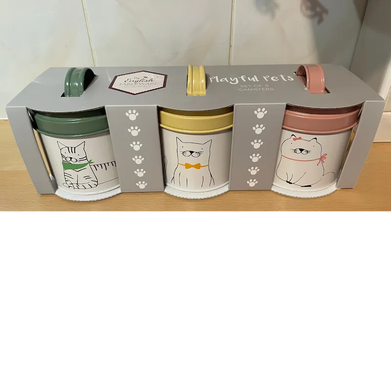 Set of 3 Playful Pets Storage Jars