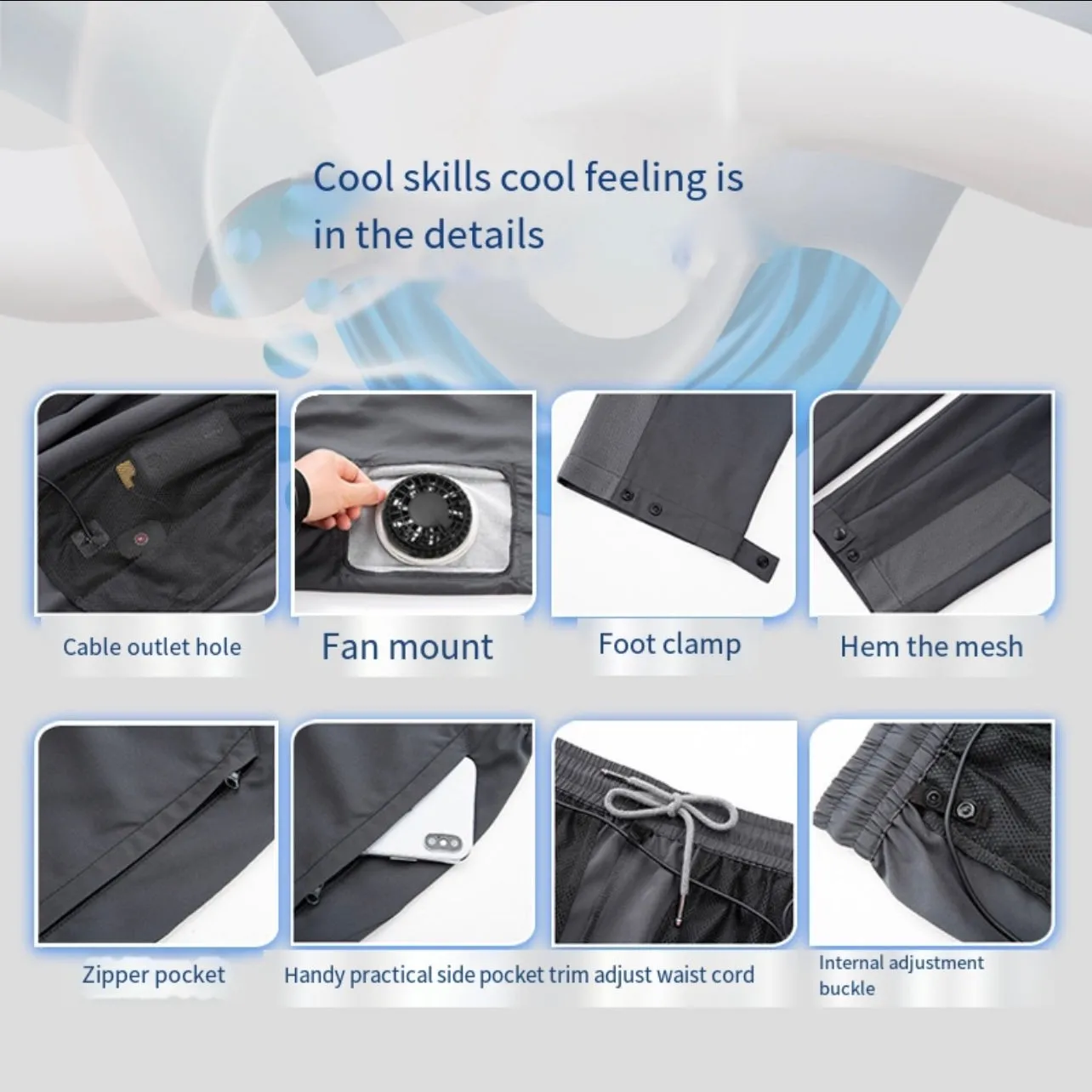 Summer Cooling Solution For Fishing With Smart Air-Conditioned Fans Cooling Pants for Outdoor Fishing