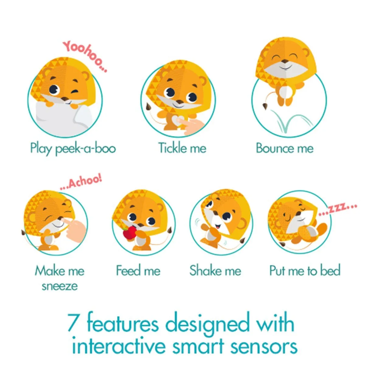 Tiny Love Wonder Buddy Leonardo Lion, Interactive Electronic Baby Learning & Development Toy for Early Years 12M  