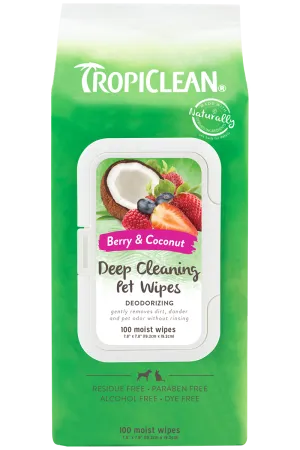 Tropiclean Deep Cleaning Wipes For Dogs And Cats, 100-Count