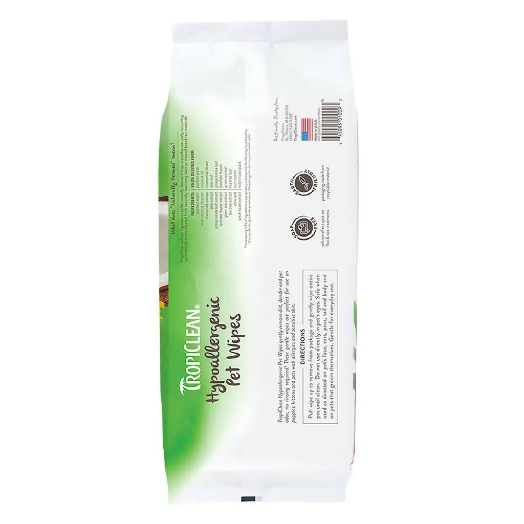 Tropiclean Hypoallergenic Deodorizing Wipes for Dogs & Cats (100 ct)