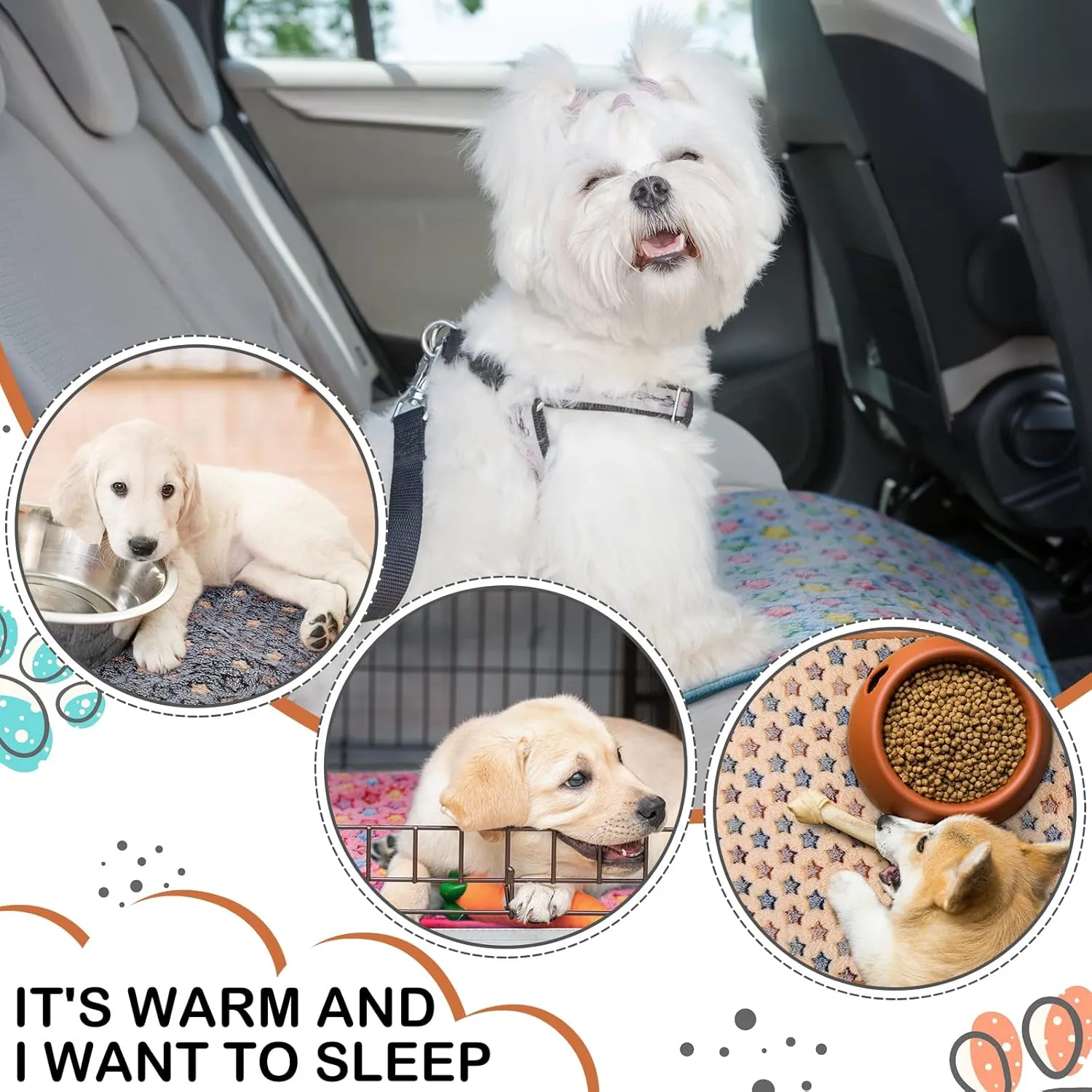 Tudomro 8 Pcs Guinea Pig Bedding Cage Liners Bulk Waterproof Blankets Small Animal Flannel Throw Bedding Absorbent Reusable Pet Pee Sleep Mat Pad Cover for Hamster Ferret (Star,16 x 24 Inch)