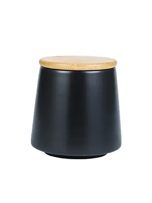 UMAI Ceramic Jar with Bamboo Lid | Kitchen Organizer Items and Storage | Multipurpose Airtight Container for Sugar,Salt,Snacks,Tea,Coffee|Kitchen Accessories Items| 500ml (Black)