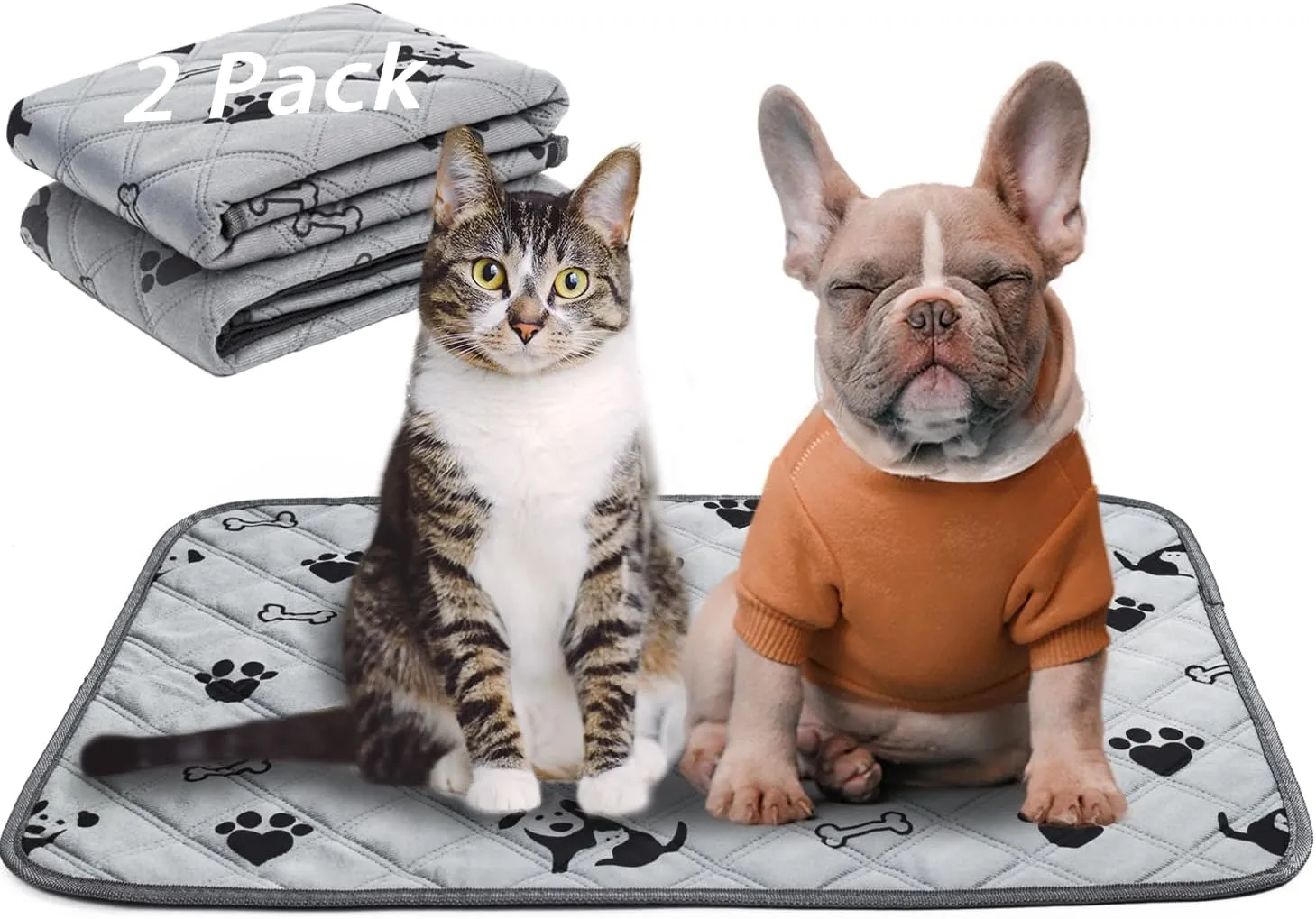 Washable Dog Pee Pads Reusable Puppy Training Pads Non-Slip Waterproof Potty Mat for Training, Travel, Whelping, Housebreaking, Incontinence (18x24 inch (Pack of 2))